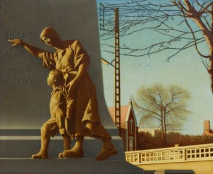 Leo Heinquet, "Le Monument aux Morts", 1980, huile, 48 x 58 cm